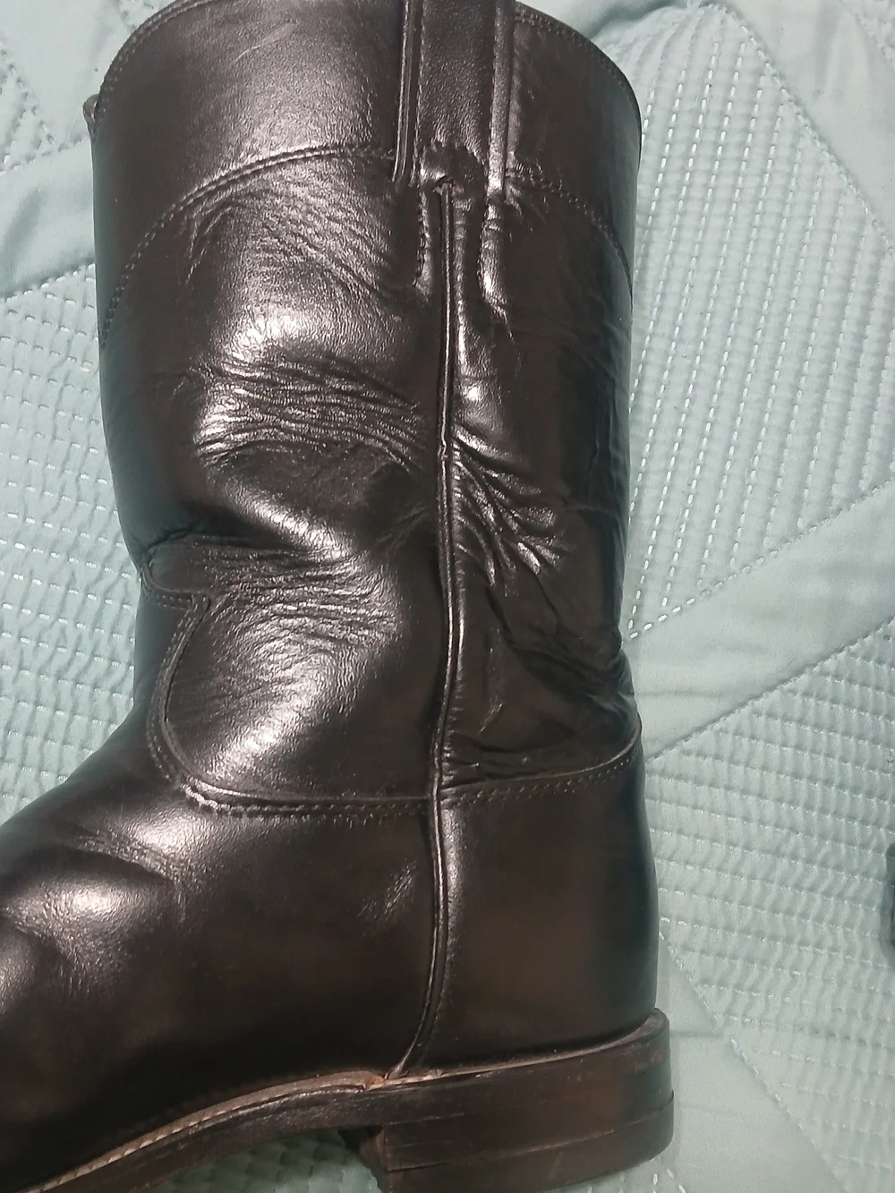 Men's Justins - Black Leather Mid-Calf Boots WESTERN Style 3133 Size 9 D